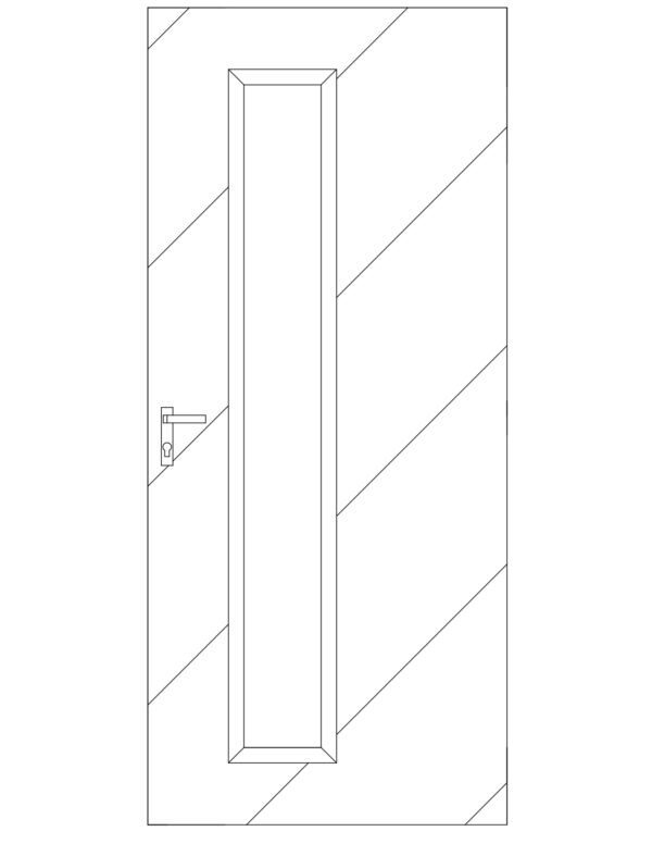 Deur met lange ruit en 6 diagonale groeven rechts